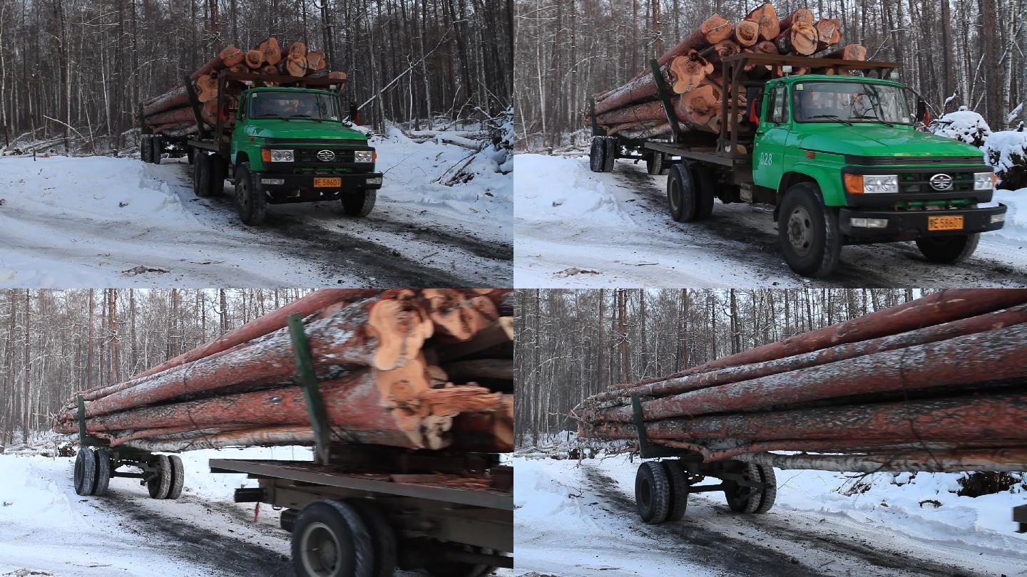 大兴安岭冬季运输木材