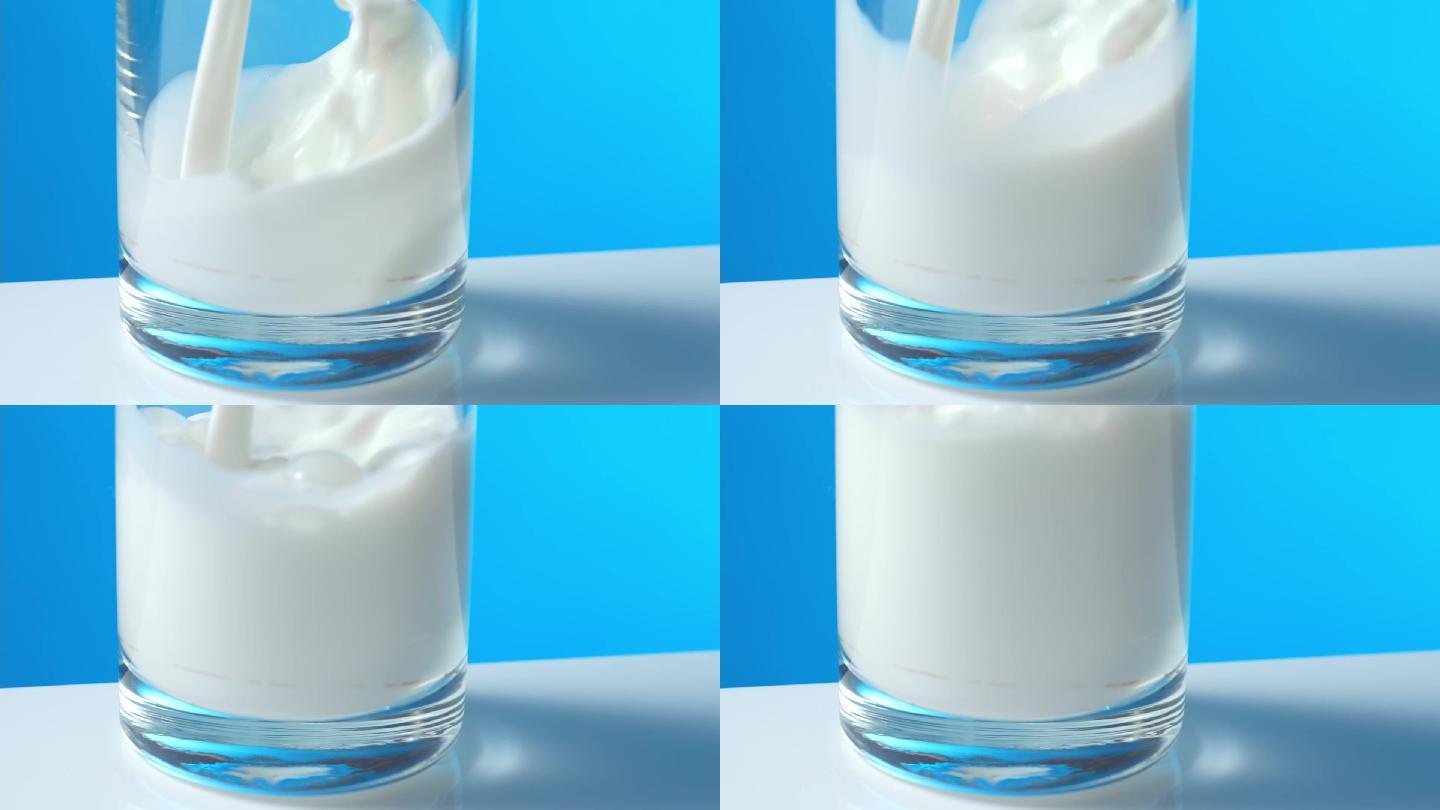 牛奶倒入玻璃杯中玻璃杯白色倒入