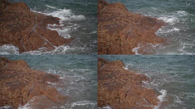 海浪冲击礁石岩石的声音