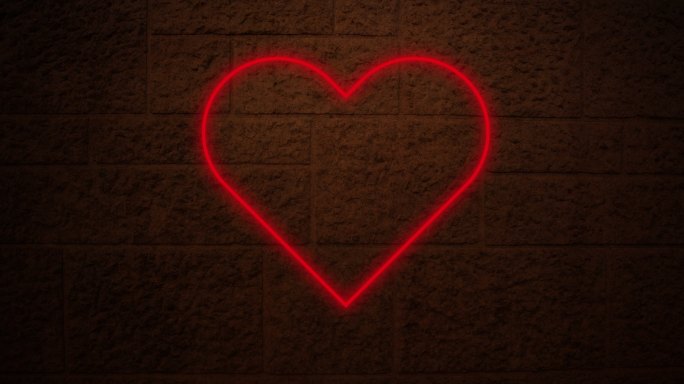 砖墙上的心形霓虹标志是4k