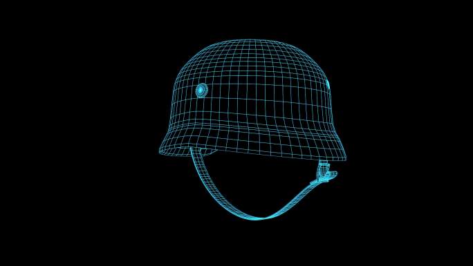 蓝色全息科技线框钢盔动画带通道