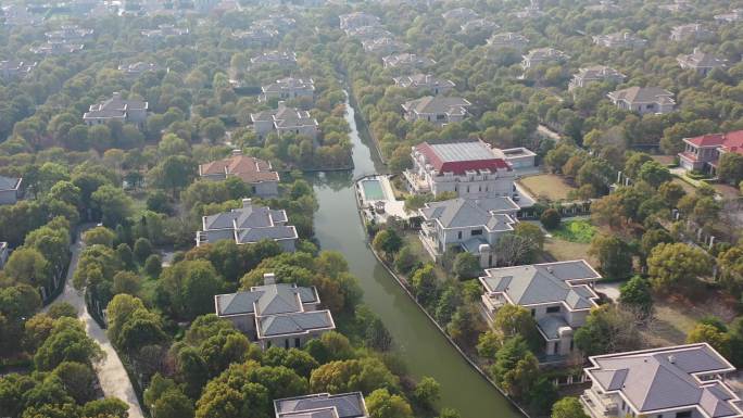 4K原素材-航拍上海豪宅，上海紫园