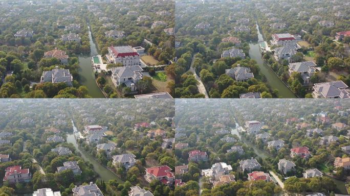 4K原素材-航拍上海豪宅，上海紫园