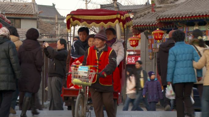 北京街景北京街景景区三轮北京冬天游客