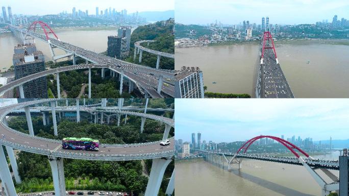 航拍重庆菜园坝大桥苏家坝立交2022.6