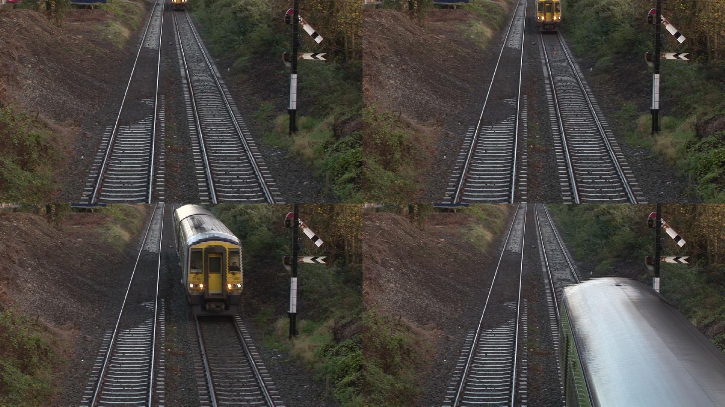 行驶的火车特写俯拍火车列车列车飞驰而过火
