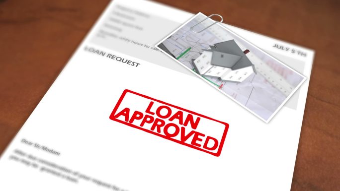 在贷款申请中，用红色标出已批准的贷款的动画邮票