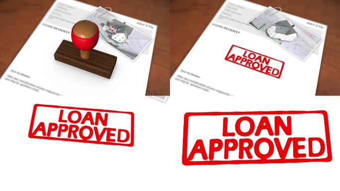 在贷款申请中，用红色标出已批准的贷款的动画邮票
