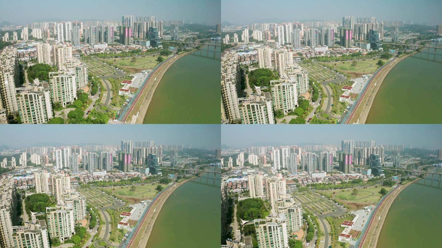 航拍城市 住宅小区 马拉松公园 园林 景观 绿化 实时 视频 /广东 江门