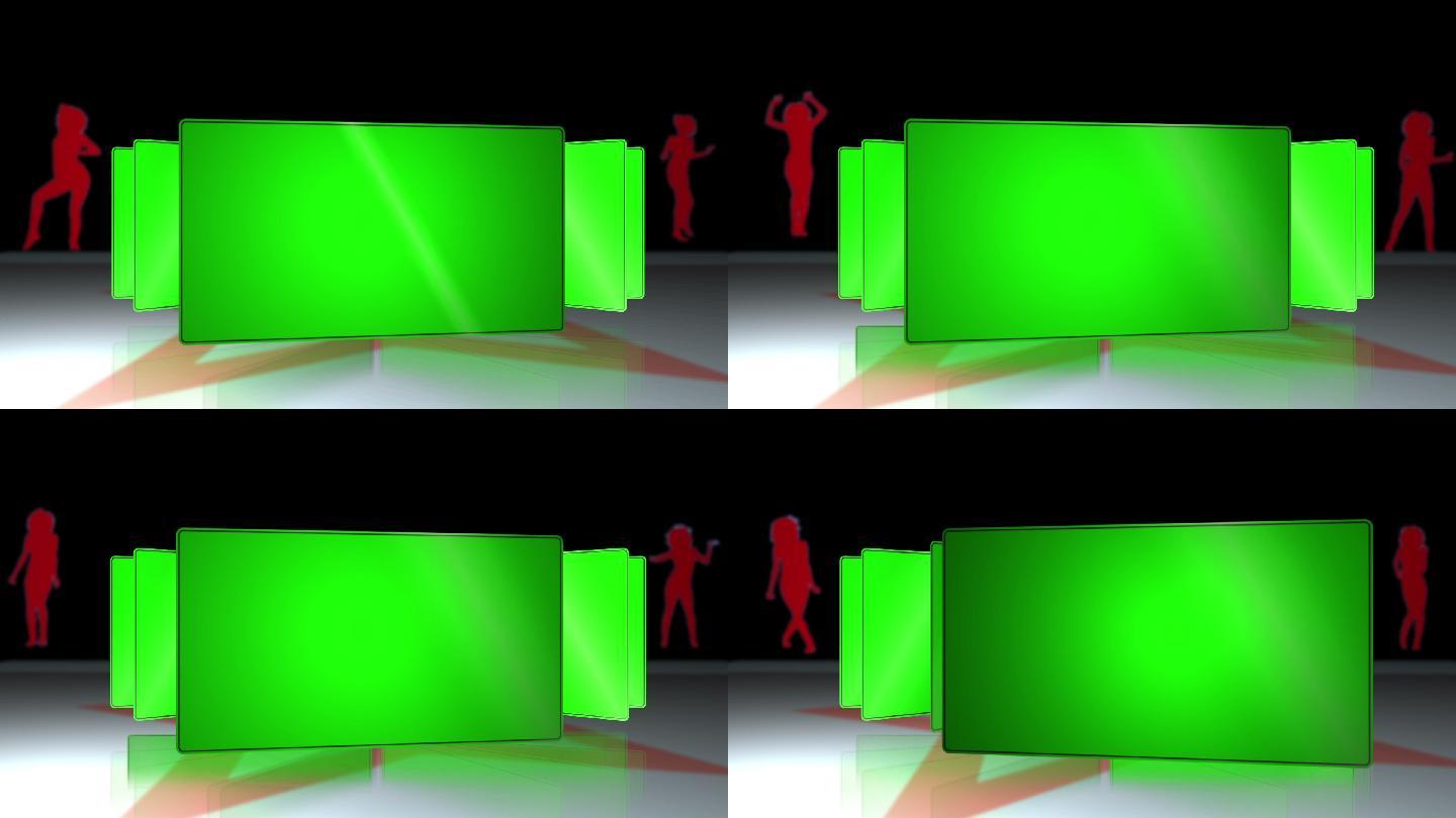 绿色屏幕与剪影舞蹈的背景动画特效