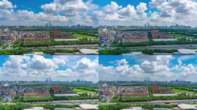 8K广州中轴线蓝天白云延时