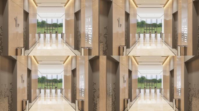 办公楼的电梯间大厅