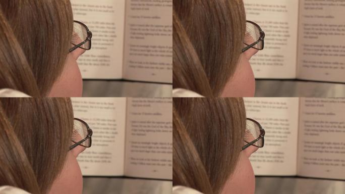 一个女人读书特写自修学习阅读阅览集中视线