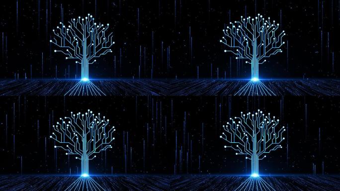 4K蓝色粒子光线大树生长 1