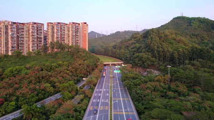 深圳龙华区城郊道路航拍