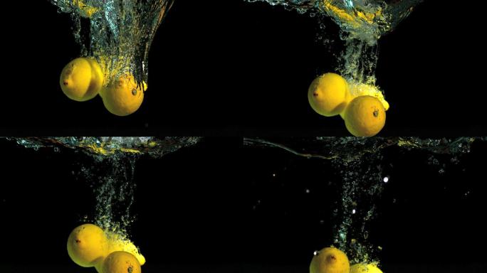水中的柠檬特写水中的柠檬掉入水中气泡广告