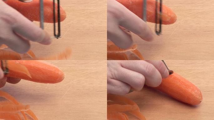 胡萝卜被剥皮的库存视频片段