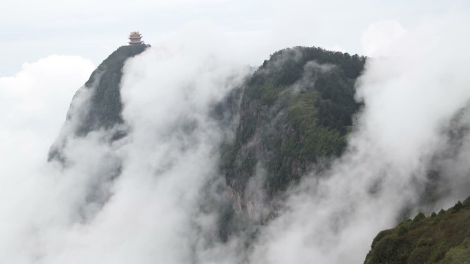 中国峨眉山云海大自然大山水汽雾气