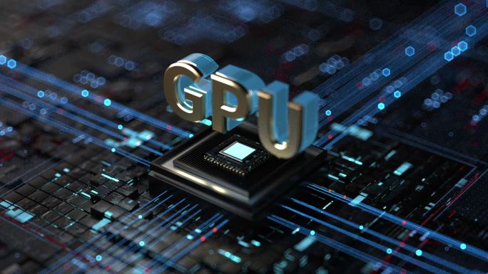 电脑芯片GPU粒子线条高速运行3D动画