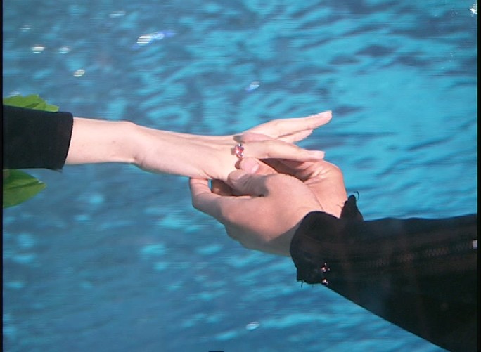 海底世界水上仪式交换婚戒水下