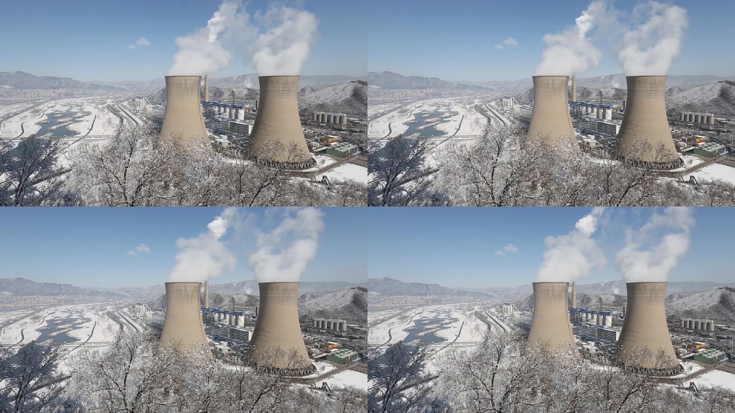 首钢雪景发电厂冷却塔
