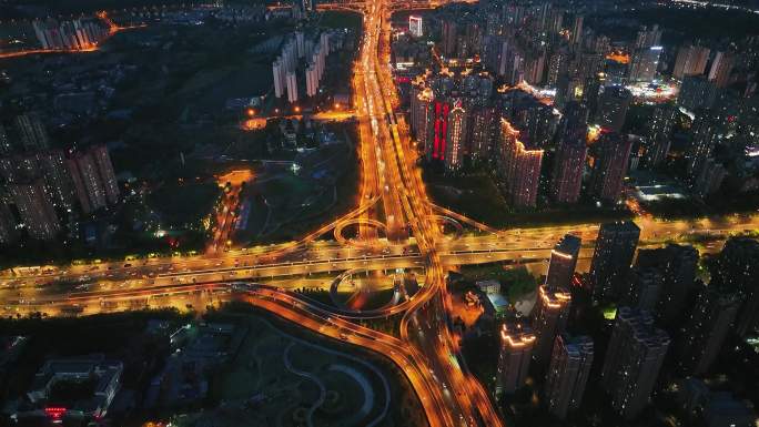 成都成渝立交交通规划城市夜景