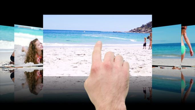 手指点击播放海滩视频动画特效