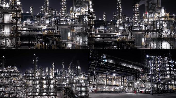 4k石油化工装置夜景