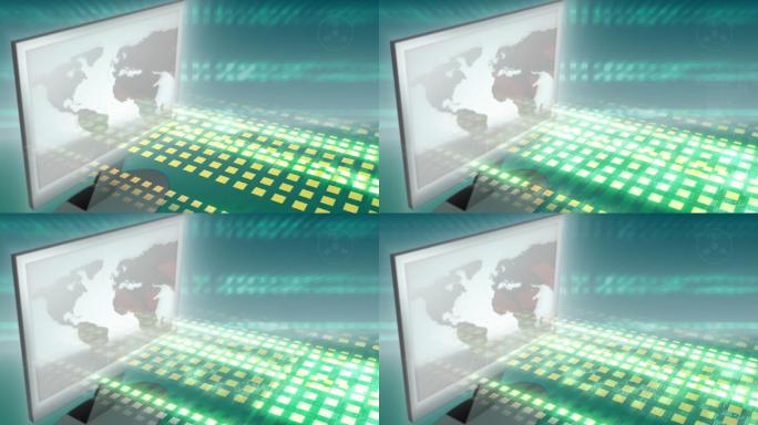 计算机信息动画光束效果梦幻光斑动态网格