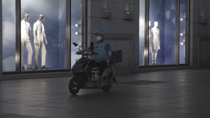 上海外卖小哥骑电动车送餐4K升格实拍素材