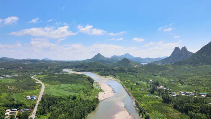 东北辽宁山区大河自然风光航拍4K