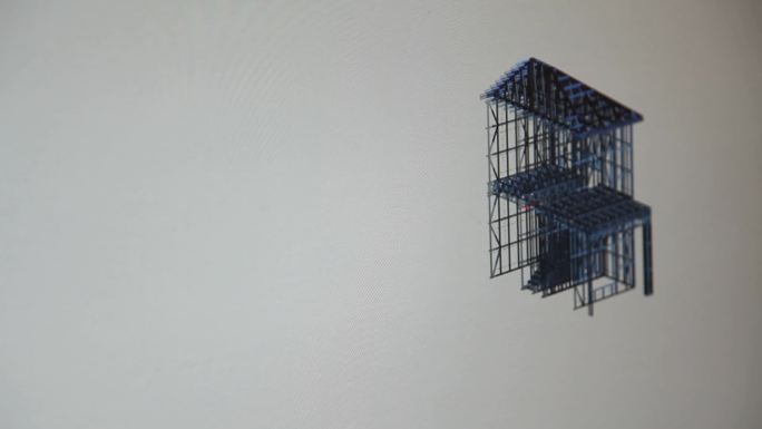 轻钢龙骨别墅空景 电脑模型画面 实拍