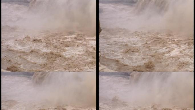 黄河壶口涛涛江水滚滚流河谷大自然雨季