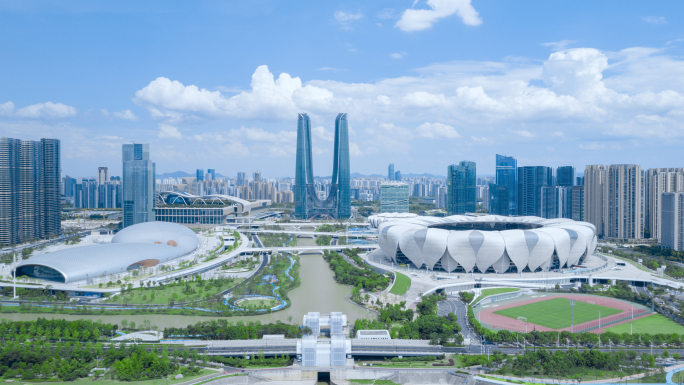 2022杭州奥体博览城航拍延时和航拍