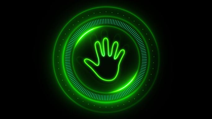 【4K】【可循环】绿色按钮启动手掌手印