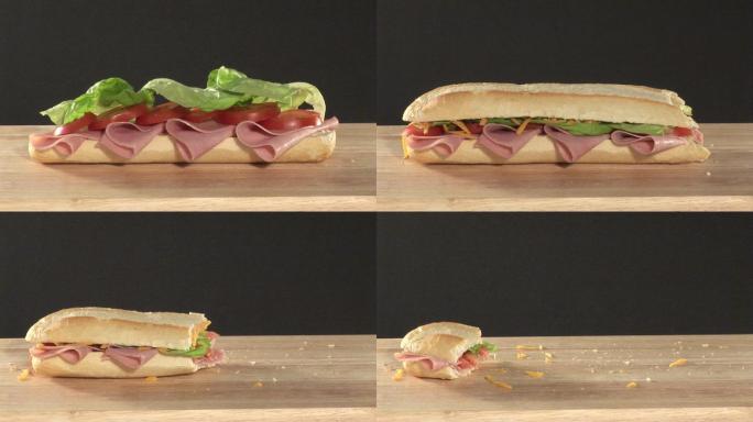 吃三明治延时面包