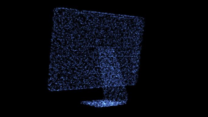 闪烁的蓝色电脑显示器在黑色的背景