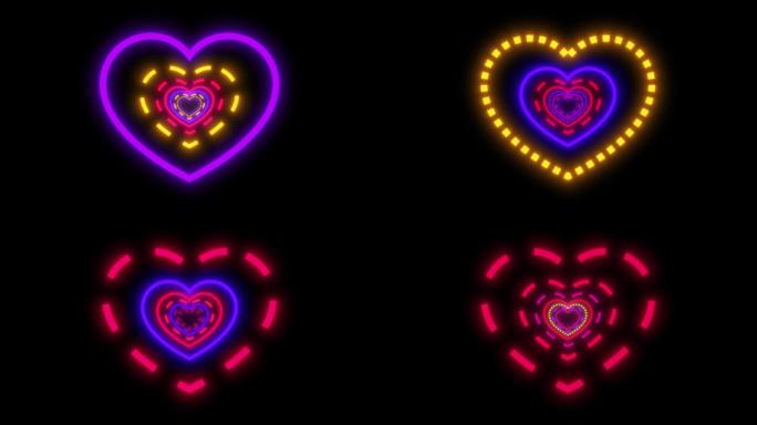 4K霓虹心形灯管隧道无缝循环AB