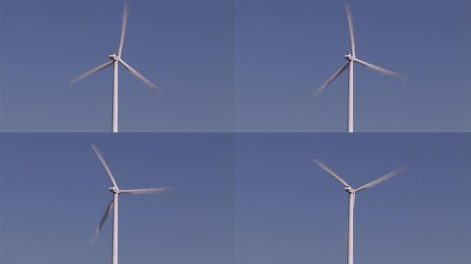 大风车转动特写绿色能源可再生能源