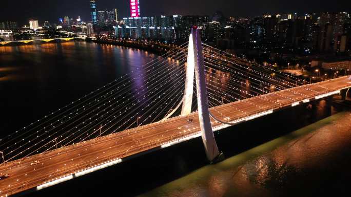 柳州白沙大桥夜景航拍