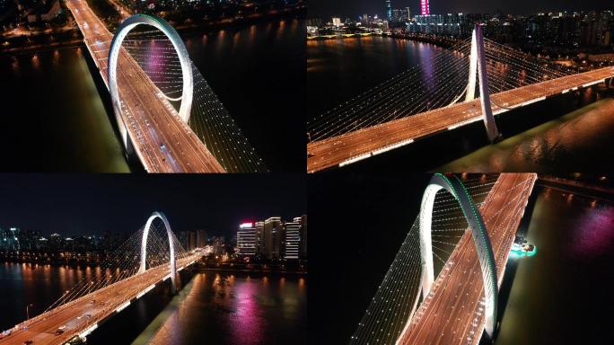 柳州白沙大桥夜景航拍