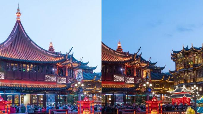 原创竖屏上海豫园元宵灯会日转夜延时
