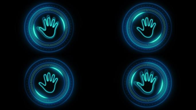 【4K】【可循环】青色按钮启动手掌手印