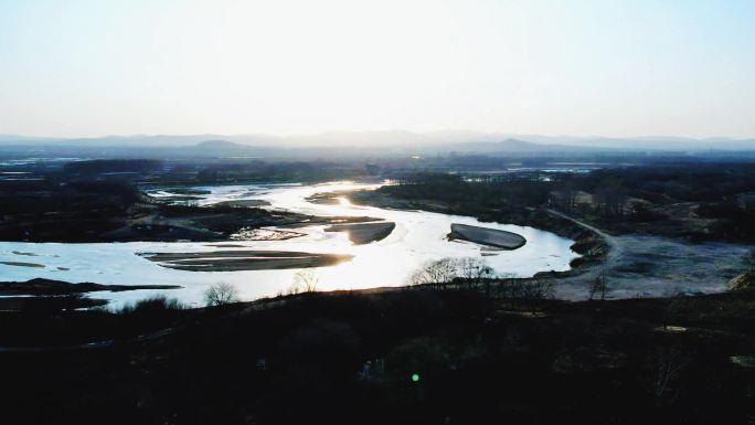 航拍河套全景