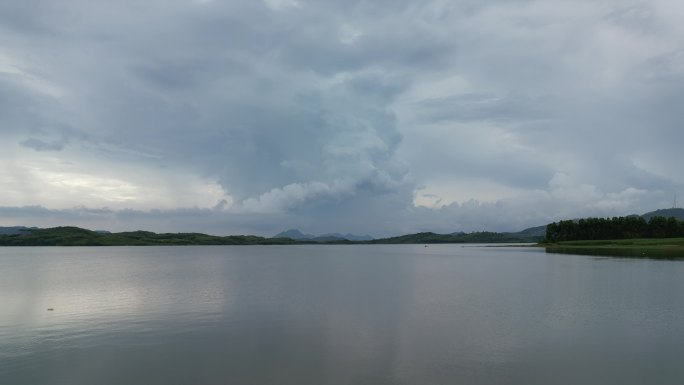 天空 夕阳 水库