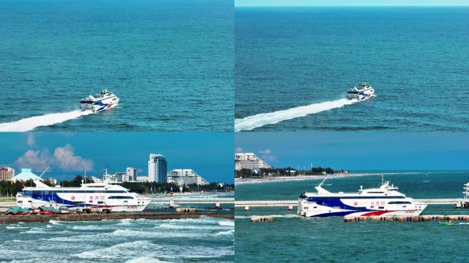 航拍北海国际客运港去涠洲岛的旅游船御3