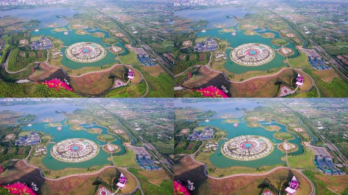 安徽蚌埠湖上升明月古民居航拍4k
