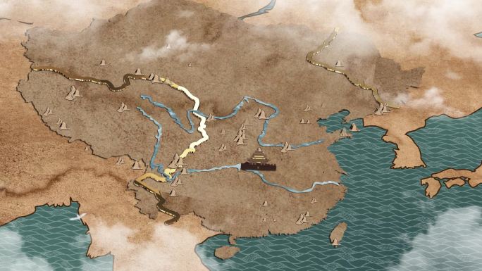 中国风唐朝地图