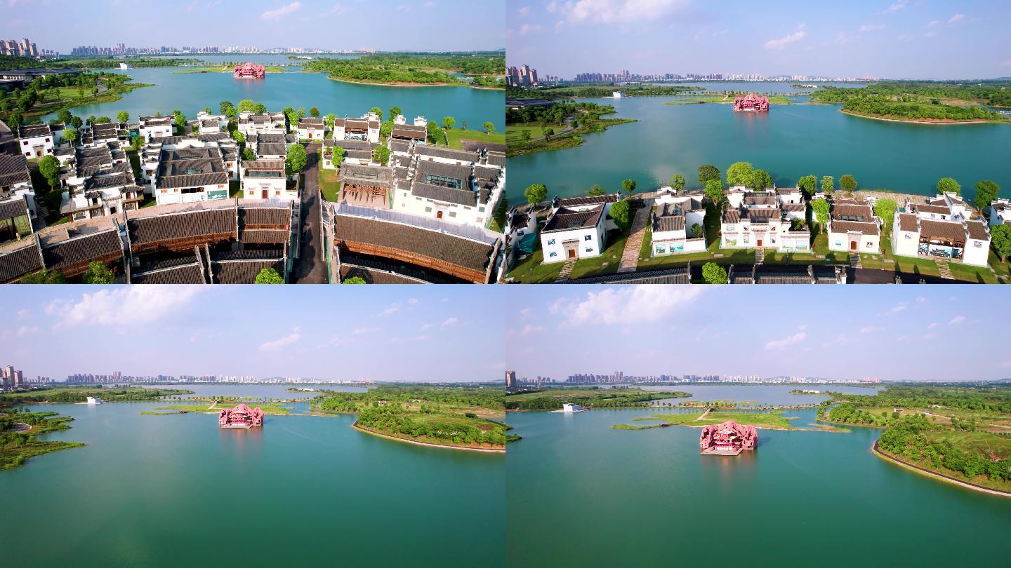 安徽蚌埠湖上升明月古民居航拍4k