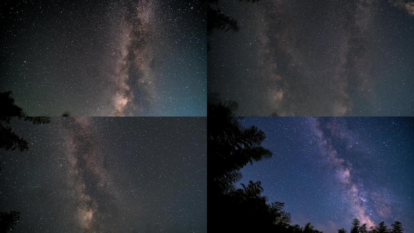夏季星空银河流星延时摄影